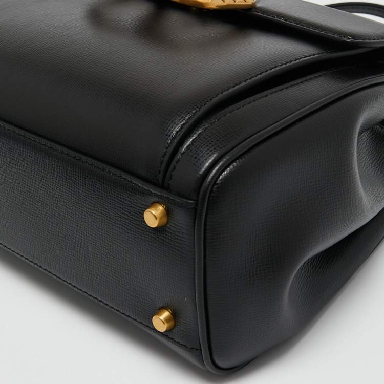 Pre Owned Valentino Black Leather Medium Rockstud Alcove Tote