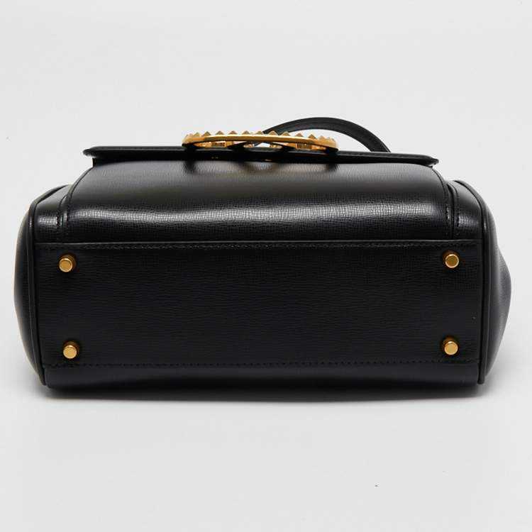 Pre Owned Valentino Black Leather Medium Rockstud Alcove Tote