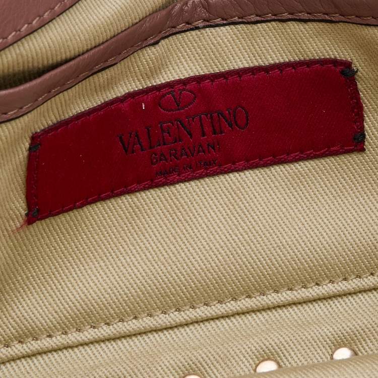 Pre Owned Valentino Old Rose Leather Mini Rockstud Crossbody Bag