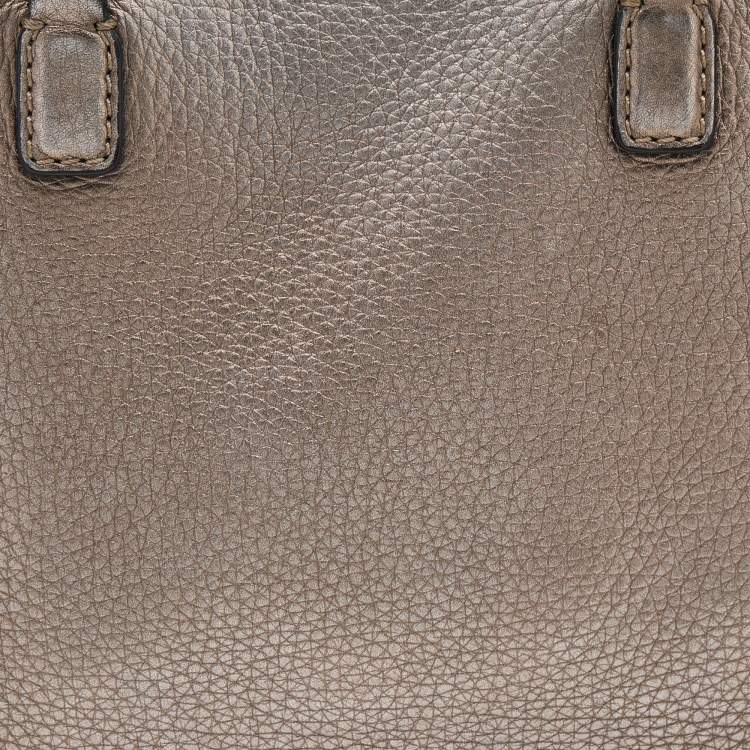Pre Owned Valentino Metallic Leather Small Rockstud Shopper Tote