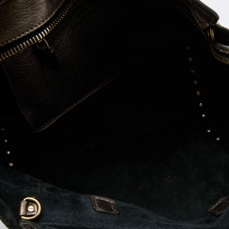 Pre Owned Valentino Metallic Leather Small Rockstud Shopper Tote