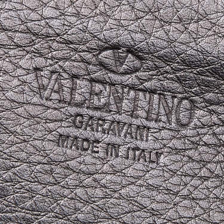 Pre Owned Valentino Metallic Leather Small Rockstud Shopper Tote