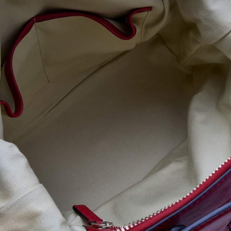 Pre Owned Valentino Red Leather Roman Stud Satchel