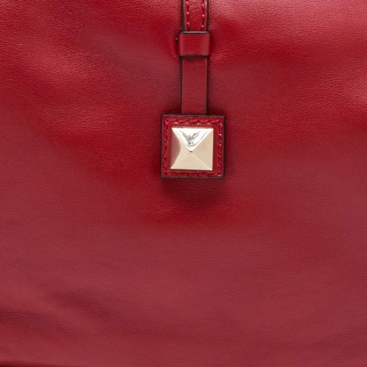 Pre Owned Valentino Red Leather Roman Stud Satchel