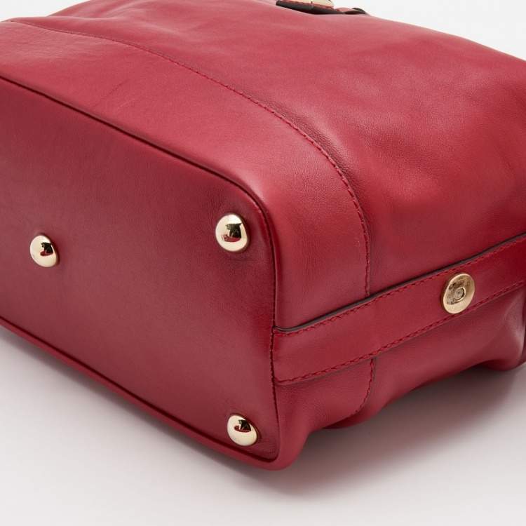 Pre Owned Valentino Red Leather Roman Stud Satchel