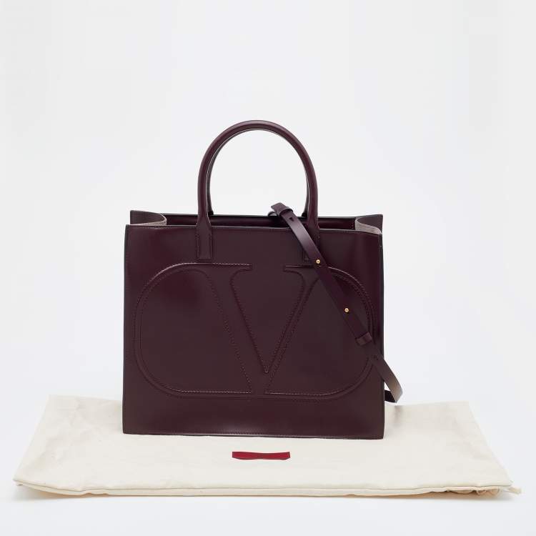 Pre Owned Valentino Burgundy Leather VLogo Tote