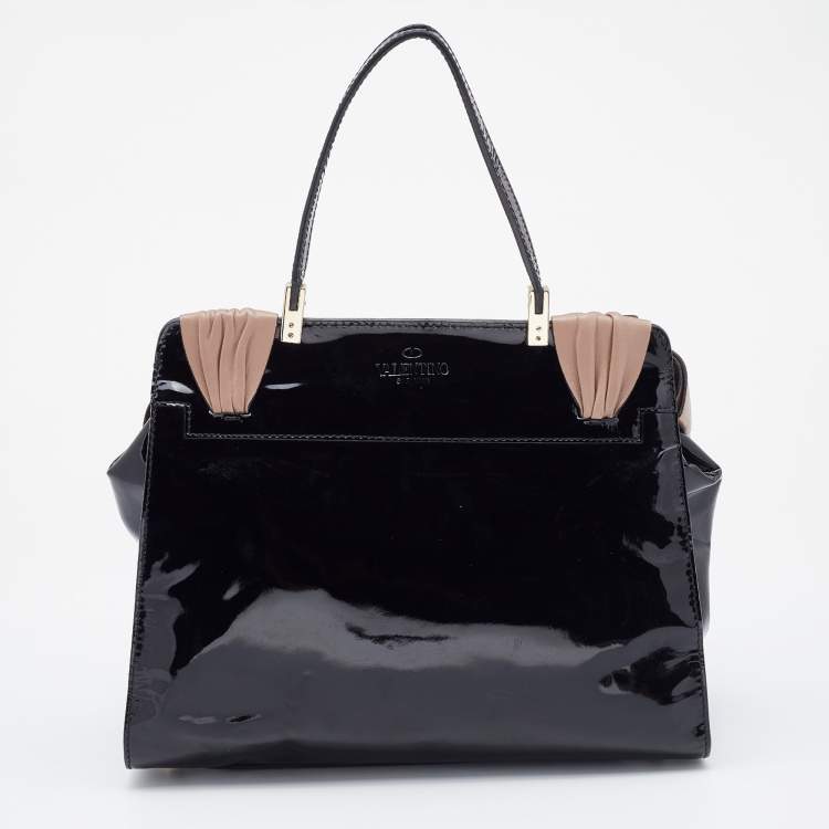 مملوكة مسبقًا Valentino Multicolor Python Print Raffia and Patent Leather Aphrodite Bow Top Handle Bag