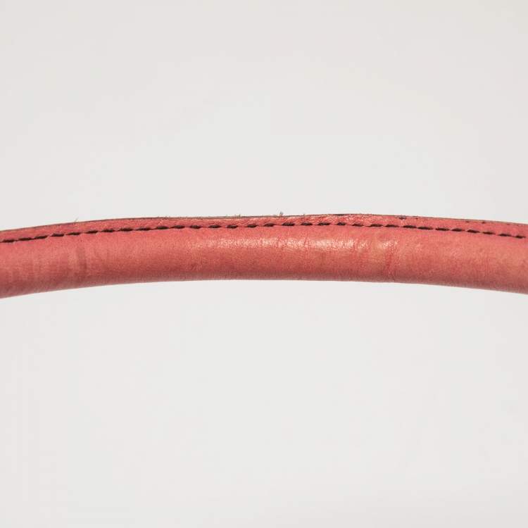 Pre Owned Valentino Pink Leather Crystal V Logo Tote