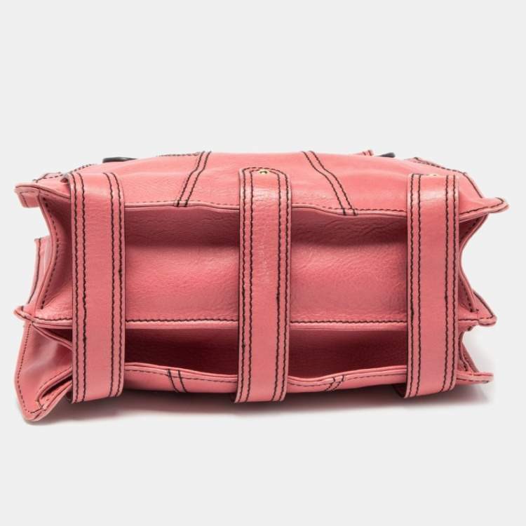 Pre Owned Valentino Pink Leather Crystal V Logo Tote