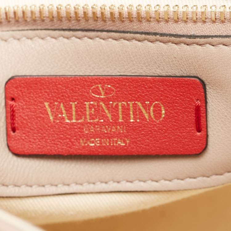 Pre Owned Valentino Pink Leather Medium Candystud Top Handle Bag