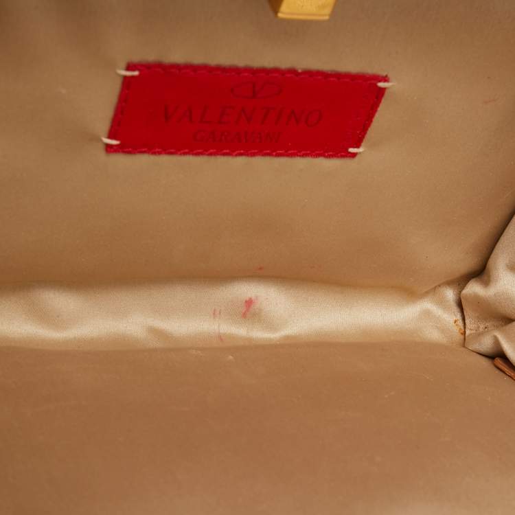 Pre Owned Valentino Black Satin Beaded Crystal Embellished Clutch