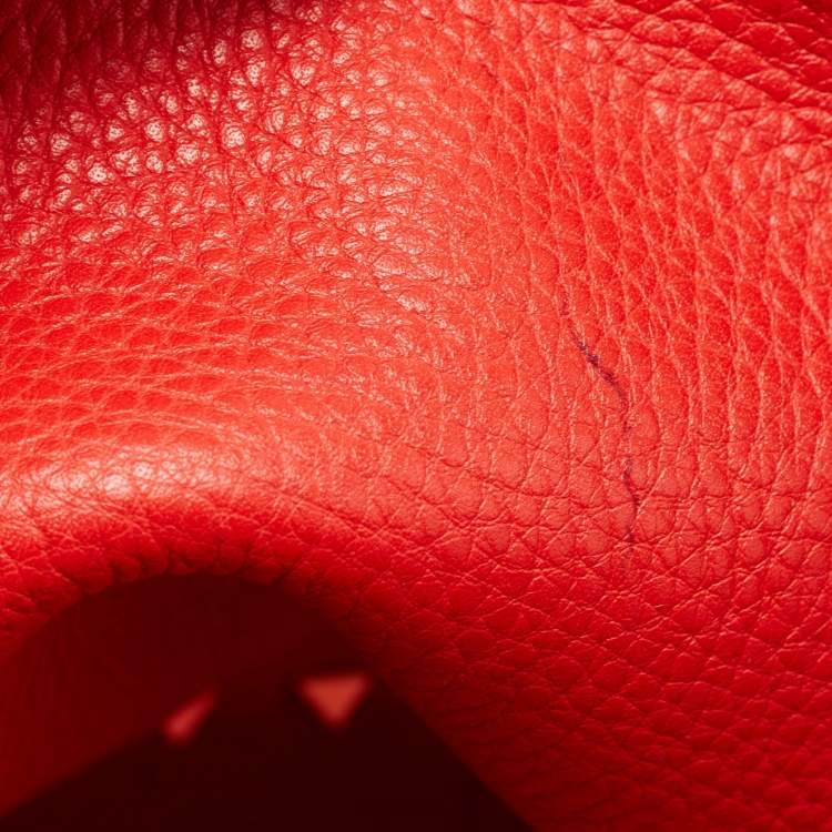 Pre Owned Valentino Brown/Red Leather Rockstud Reversible Tote