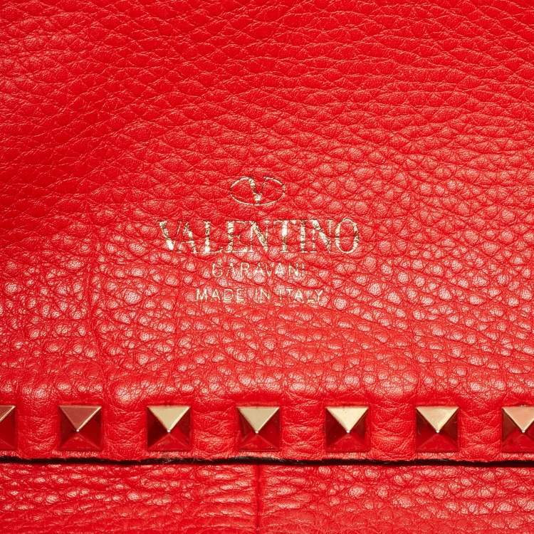 Pre Owned Valentino Brown/Red Leather Rockstud Reversible Tote