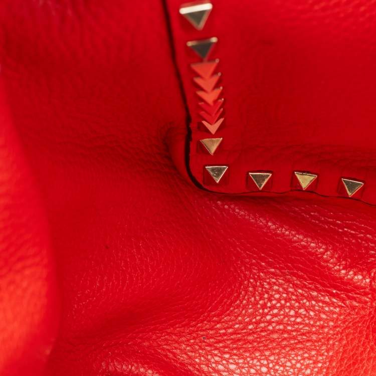 Pre Owned Valentino Brown/Red Leather Rockstud Reversible Tote