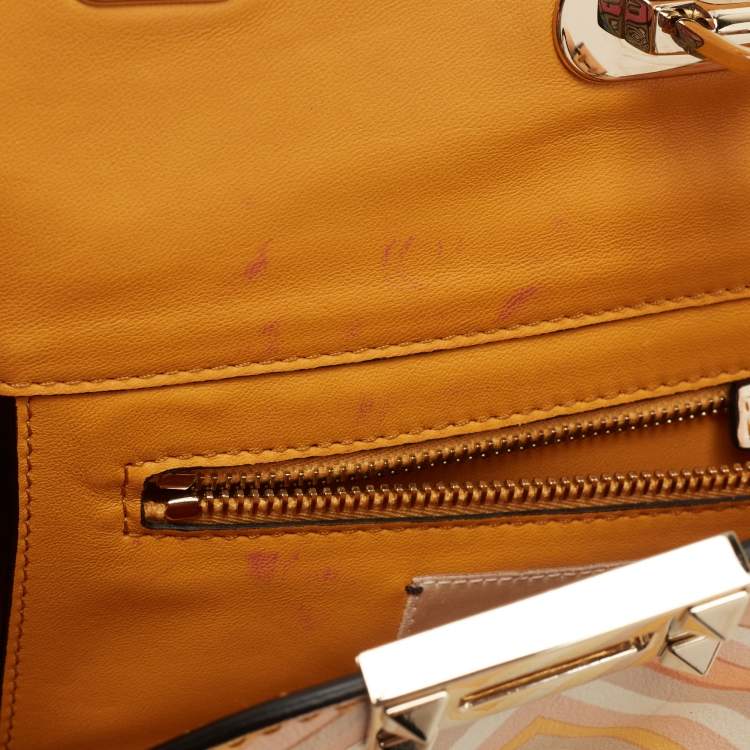 Pre Owned Valentino Multicolor 1975 Striped Leather Small Rockstud Trapeze Tote