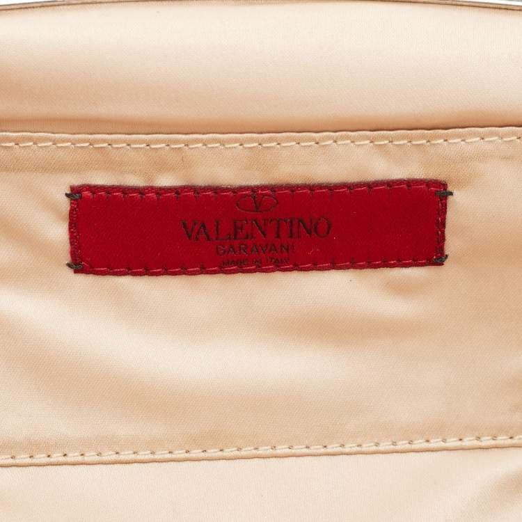 Pre Owned Valentino Black Satin Crystal Embellished Chain Clutch 