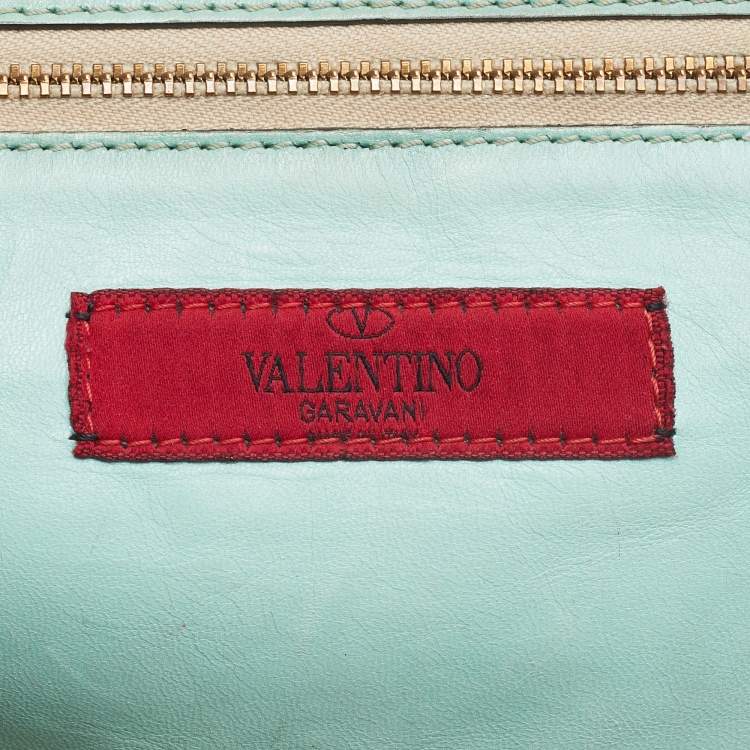 Pre Owned Valentino Brown/Light Green Monogram Canvas and Leather Shopper Tote