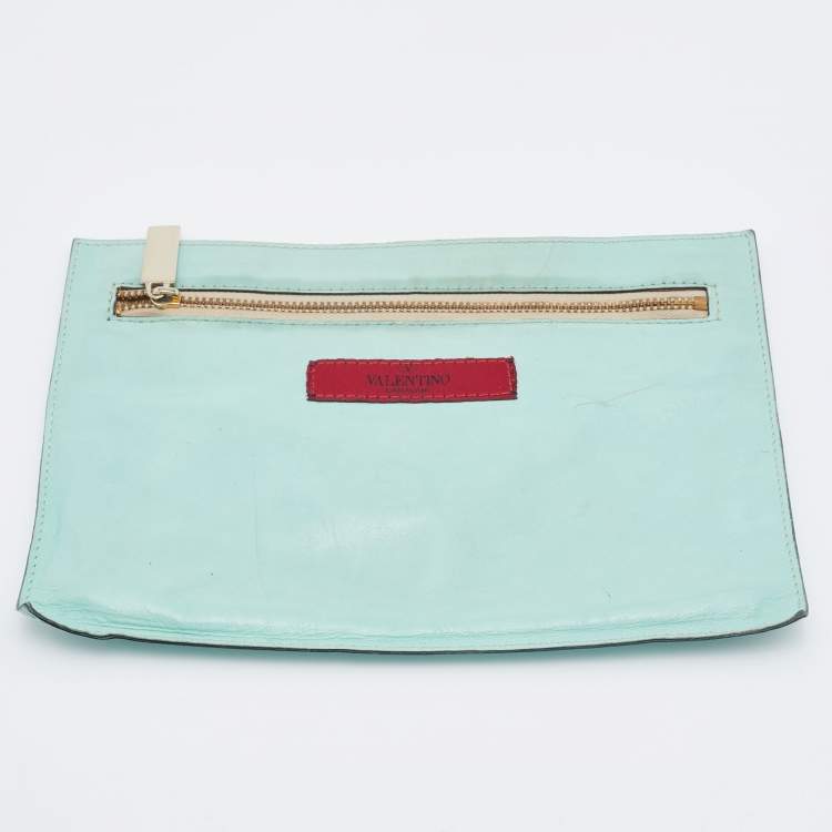 Pre Owned Valentino Brown/Light Green Monogram Canvas and Leather Shopper Tote