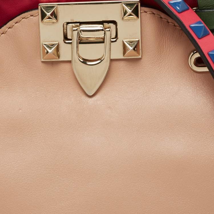 Pre Owned Valentino Multicolor Leather Mini Rockstud Trapeze Tote