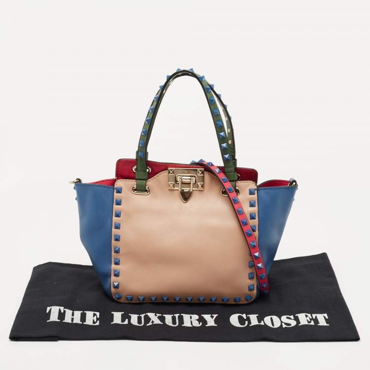 Pre Owned Valentino Multicolor Leather Mini Rockstud Trapeze Tote