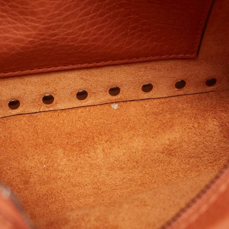 Pre Owned Valentino Brown Leather Rockstud Pocket Camera Crossbody Bag