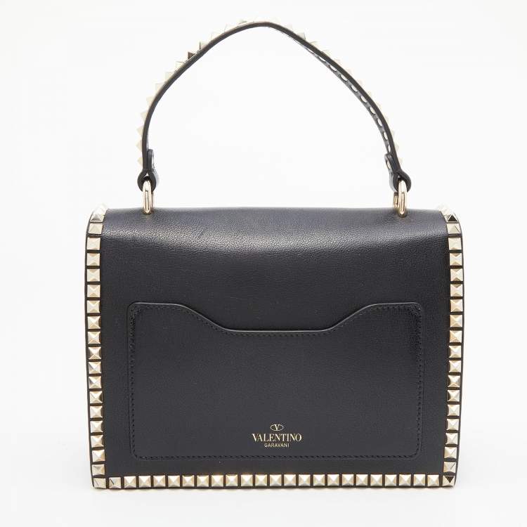 مملوكة مسبقًا Valentino Black Leather No Limit Rockstud Top Handle Bag