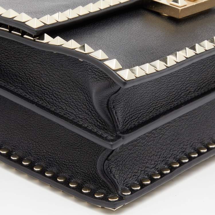 مملوكة مسبقًا Valentino Black Leather No Limit Rockstud Top Handle Bag
