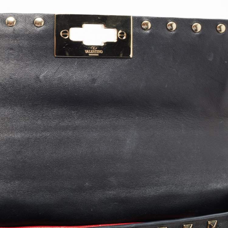 Pre Owned Valentino Black Leather Rockstud Spike Top Handle Bag