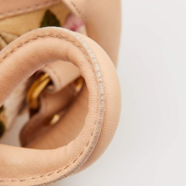 Pre Owned Valentino Beige Leather and Raffia Embroidered Catch Satchel