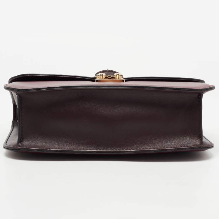Pre Owned Valentino Burgundy/Pink Leather Medium Rockstud Glam Lock Flap Bag