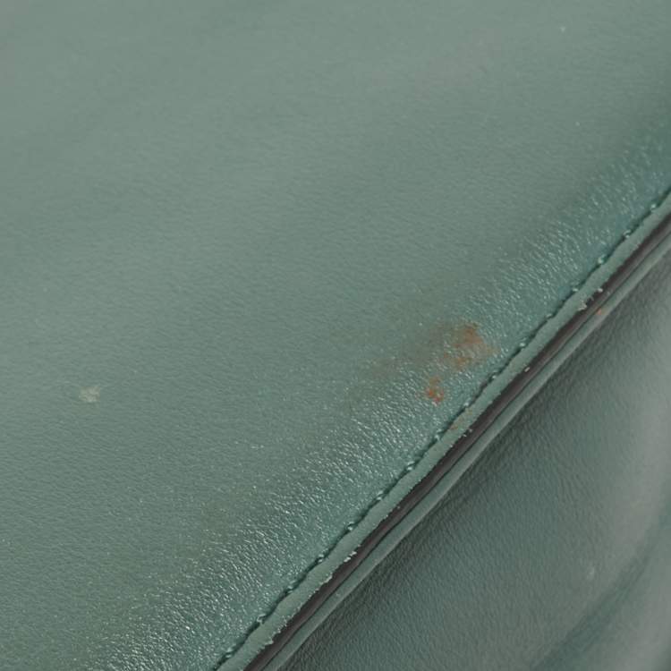 Pre Owned Valentino Green Leather Medium Rockstud Glam Lock Flap Bag