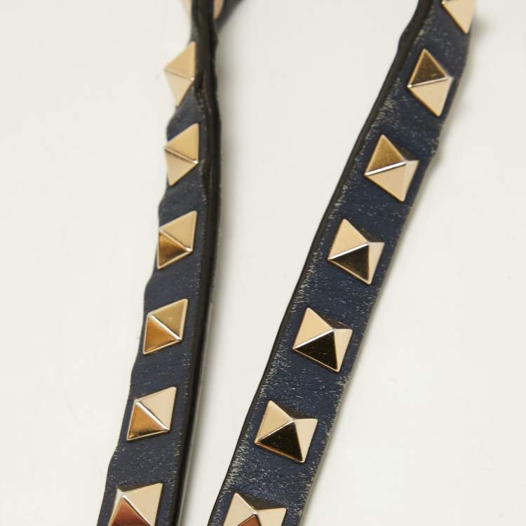 Pre Owned Valentino Navy Blue Leather Rockstud Camera Crossbody Bag