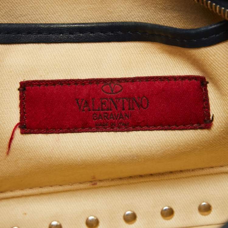 Pre Owned Valentino Navy Blue Leather Rockstud Camera Crossbody Bag