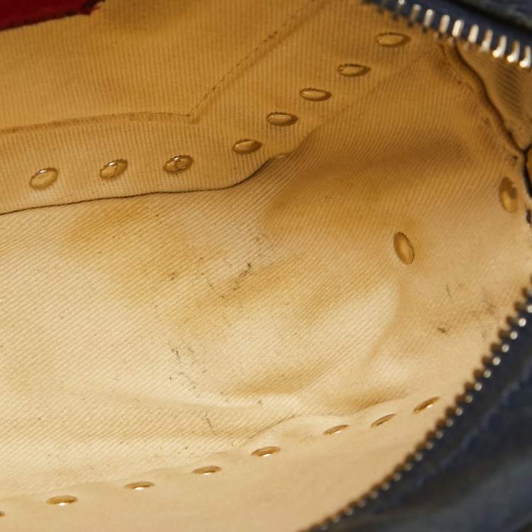 Pre Owned Valentino Navy Blue Leather Rockstud Camera Crossbody Bag