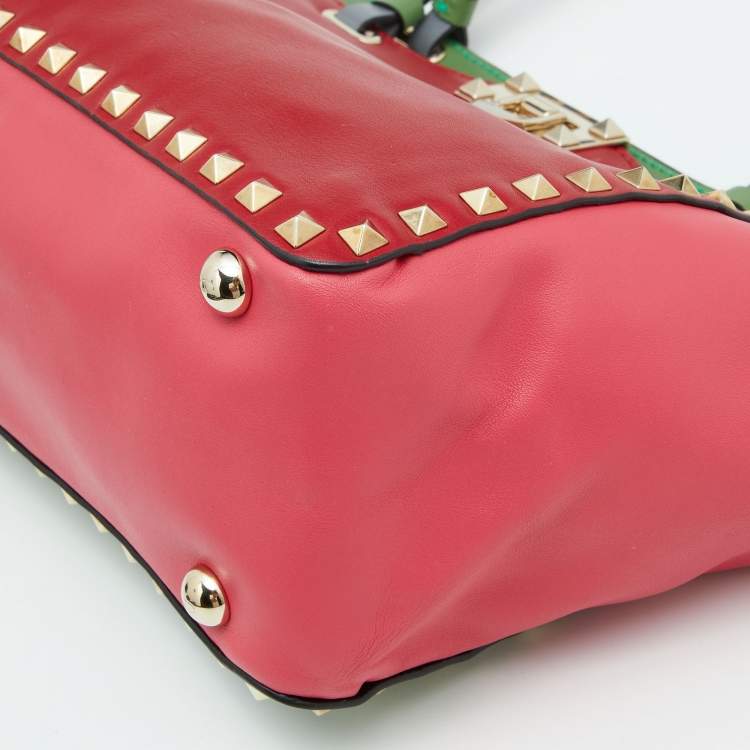 Pre Owned Valentino Multicolor Leather Small Rockstud Trapeze Tote