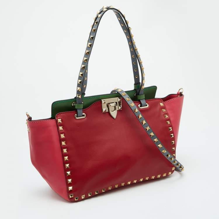 Pre Owned Valentino Multicolor Leather Small Rockstud Trapeze Tote