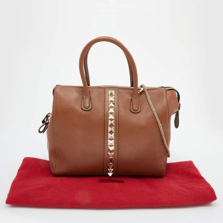 Pre Owned Valentino Brown Leather Va Va Voom Tote
