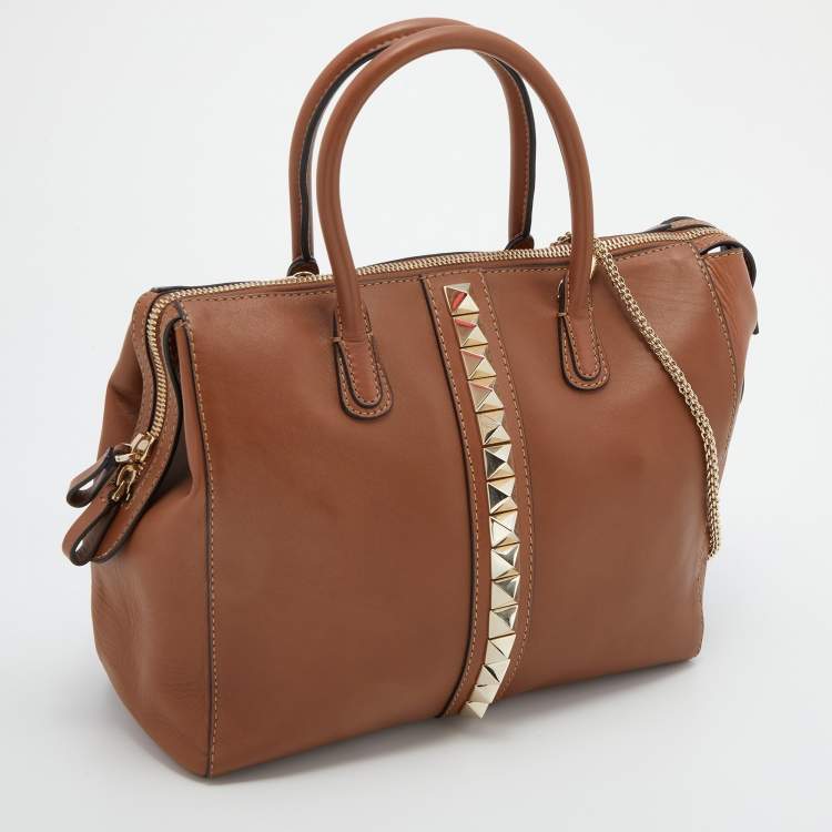 Pre Owned Valentino Brown Leather Va Va Voom Tote
