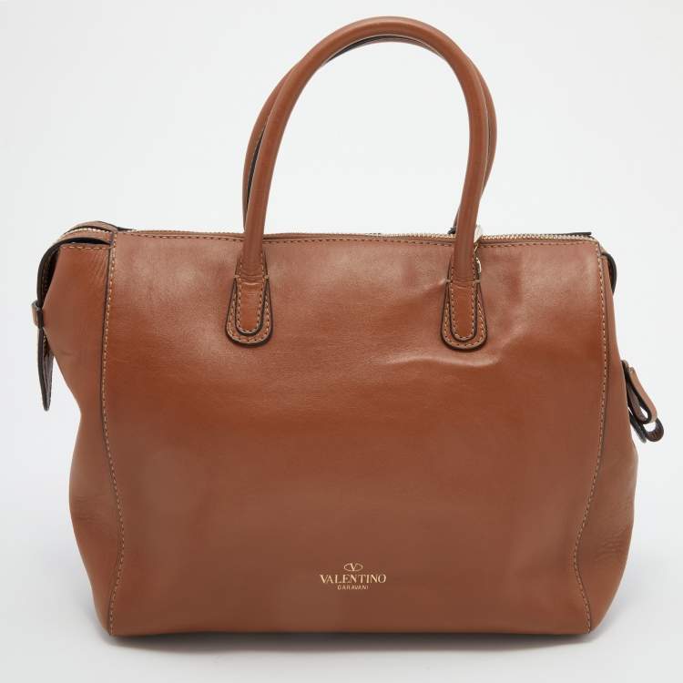 Pre Owned Valentino Brown Leather Va Va Voom Tote