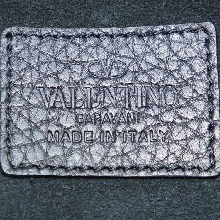 Pre Owned Valentino Black Leather Rockstud Flip Lock Front Pocket Flap Messenger Bag 