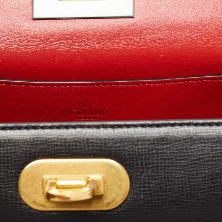 Pre Owned Valentino Black Leather Rockstud Alcove Crossbody Bag