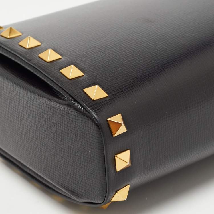 Pre Owned Valentino Black Leather Rockstud Alcove Crossbody Bag