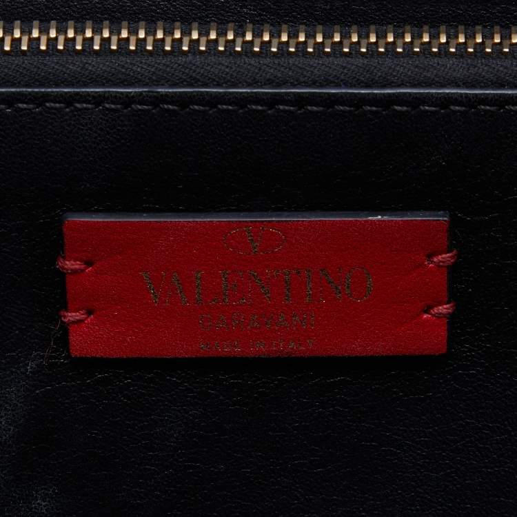 Pre Owned Valentino Black Leather Medium VRING Chain Shoulder Bag