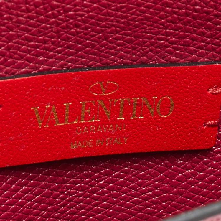 Pre Owned Valentino Red Leather VLogo Chain Wallet