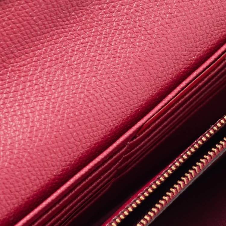 Pre Owned Valentino Red Leather VLogo Chain Wallet