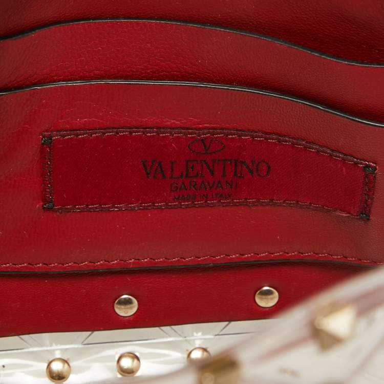 Pre Owned Valentino Clear/Red PVC Rockstud Spike Top Handle Bag