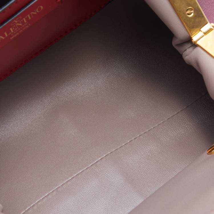 Pre Owned Valentino Burgundy Leather Supervee VLogo Clutch