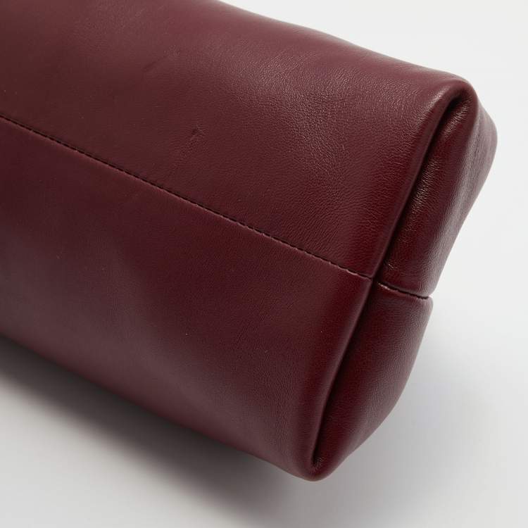 Pre Owned Valentino Burgundy Leather Supervee VLogo Clutch