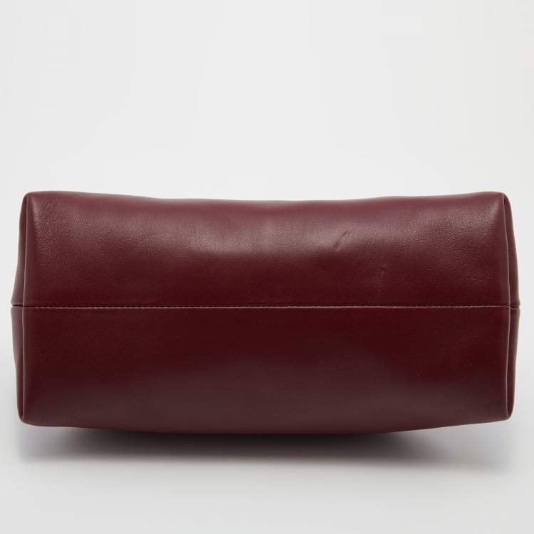 Pre Owned Valentino Burgundy Leather Supervee VLogo Clutch