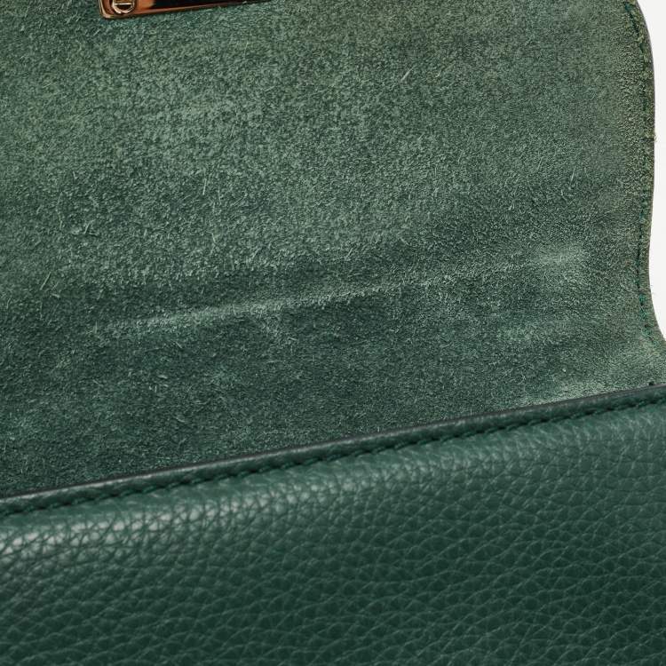 Pre Owned Valentino Green Leather Small Rockstud Glam Lock Flap Bag